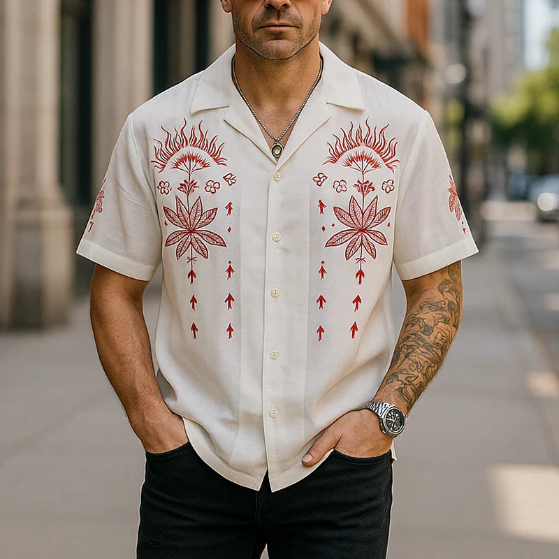 Slim Fit Short Sleeve Shirt Summer Men's Solid Color Casual Tops